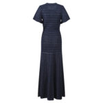 2026 Spring and Summer New Collection: Elegant, Stylish, Slimming, Sleek, Navy Blue, Round Neck, Short Sleeve, Luminous Silk Knit Dress for Women 5250540 - Image 3