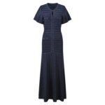 2026 Spring and Summer New Collection: Elegant, Stylish, Slimming, Sleek, Navy Blue, Round Neck, Short Sleeve, Luminous Silk Knit Dress for Women 5250540 - Image 2