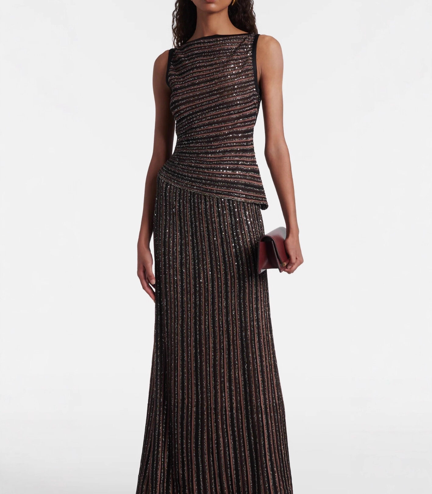 New summer style cross-border knitted sets - French high-end sleeveless top + striped skirt two-piece women's dress
