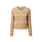 2026 Summer New Style French Retro Wave Pattern Sweater Coat - Slim Fit Round Neck Long Sleeve Open-Weave Knitted Cardigan for Women 6260130A - Image 2