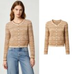 2026 Summer New Style French Retro Wave Pattern Sweater Coat - Slim Fit Round Neck Long Sleeve Open-Weave Knitted Cardigan for Women 6260130A