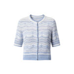 2026 Summer New Style French Retro Open-Weave Striped Contrasting Color Blouse + Skirt 6260162 - Image 2