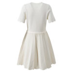 2026 Spring/Summer New Style Simple-Toned Round-neck Single-Button Patchwork Pleated Short-Sleeve Knit Dress 6260030 - Image 3