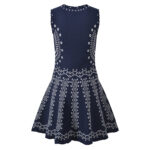 2026 Summer New Style French Small-Scale Design Knitted Contrasting Plaid Sleeveless Round-neck Belled Knitted Dress 6260114 - Image 3
