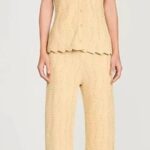 2026 Spring/Summer New Style Beaded Elegant Business Blouse with Collarless Short Sleeve Knitted Top + Straight Pants Set for Women 626HH51