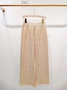 2026 Spring/Summer New Style Beaded Elegant Business Blouse with Collarless Short Sleeve Knitted Top + Straight Pants Set for Women 626HH51 - Image 3
