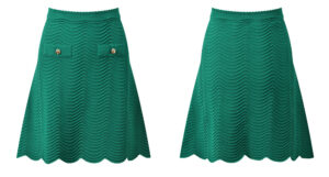 2026 Spring/Summer New Style Green Simple Wave Pattern Polo Neck Short Sleeve Knitted Cardigan + Short Skirt Set 6260046 - Image 3