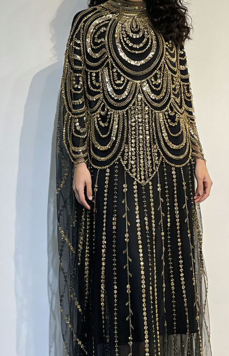 European and American best-selling net fabric cape-style sleeve dress for birthday party formal wear