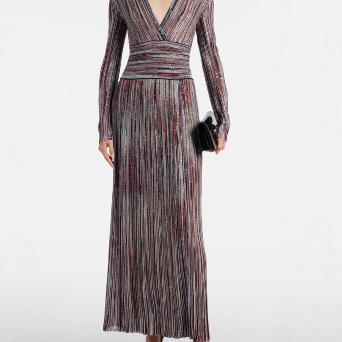 New style fashionable knitted striped V-neck slim-fitting and figure-hugging long-sleeved women's dress from Euromaidan Spring/Summer collection