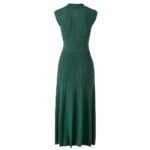 2026 New Women's Fashion Chic Short Collar Dark Green Form-fitting Sleeveless Ribbed Knit Dress 625HH1 - Image 3