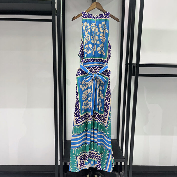 2026 Summer Dopamine Printed Collar Shirt Elastic Waist Shorts Waist Dress 626481 - Image 3