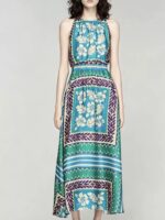 2026 Summer Dopamine Printed Collar Shirt Elastic Waist Shorts Waist Dress 626481